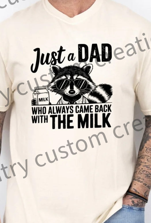 Raccoon dad gets the milk sublimation transfer