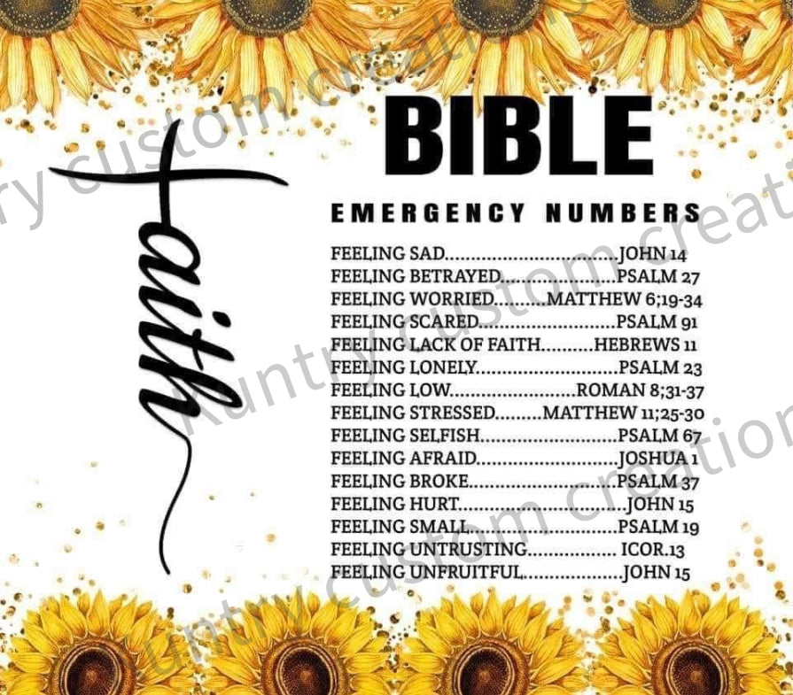 Bible emergency numbers sublimation transfer