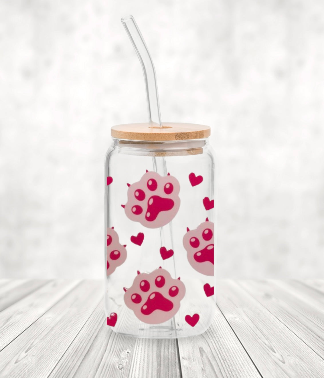 Dog paw 16oz drinking glass