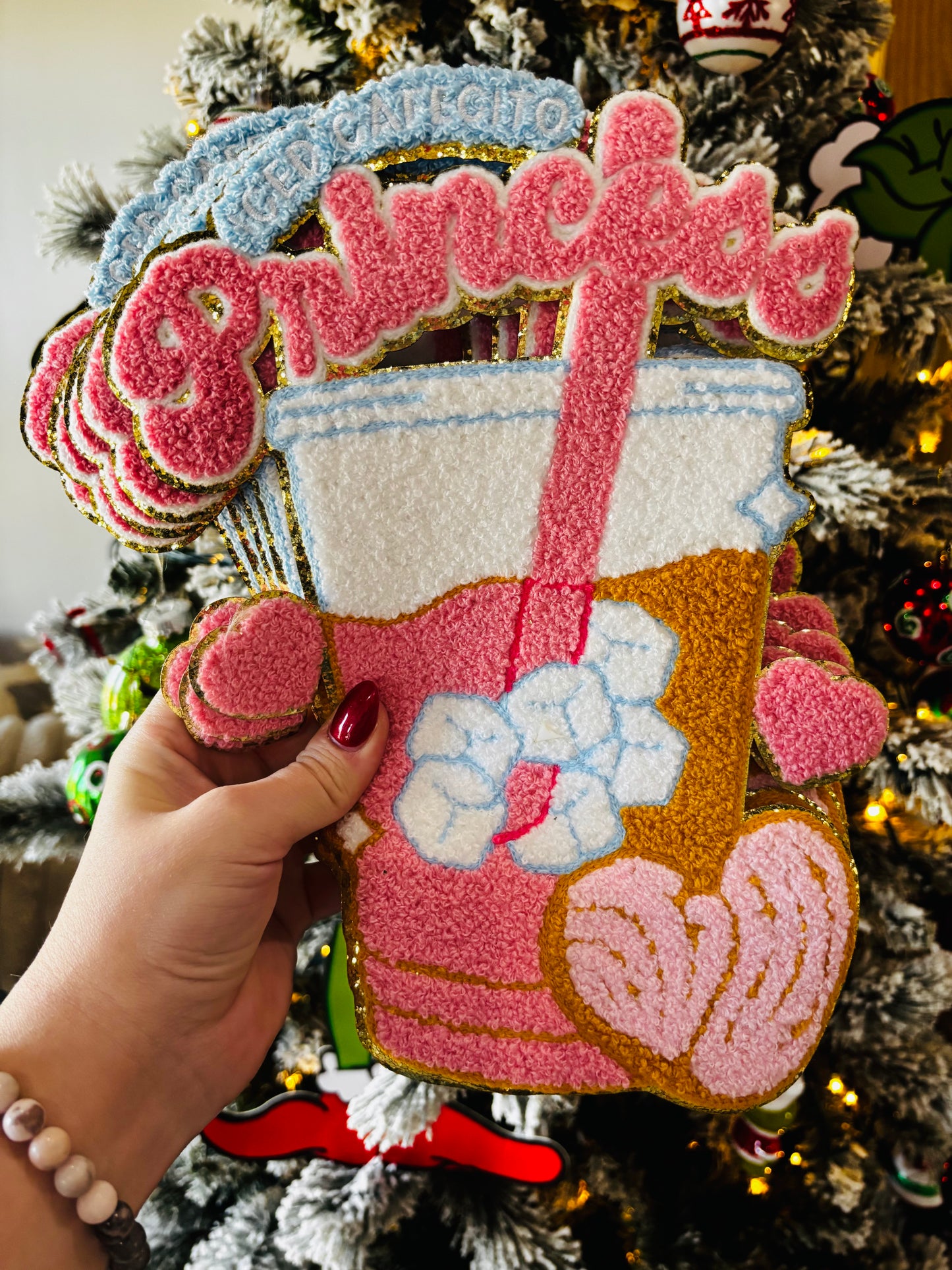 Iced cafecito princess Chenille iron on patch