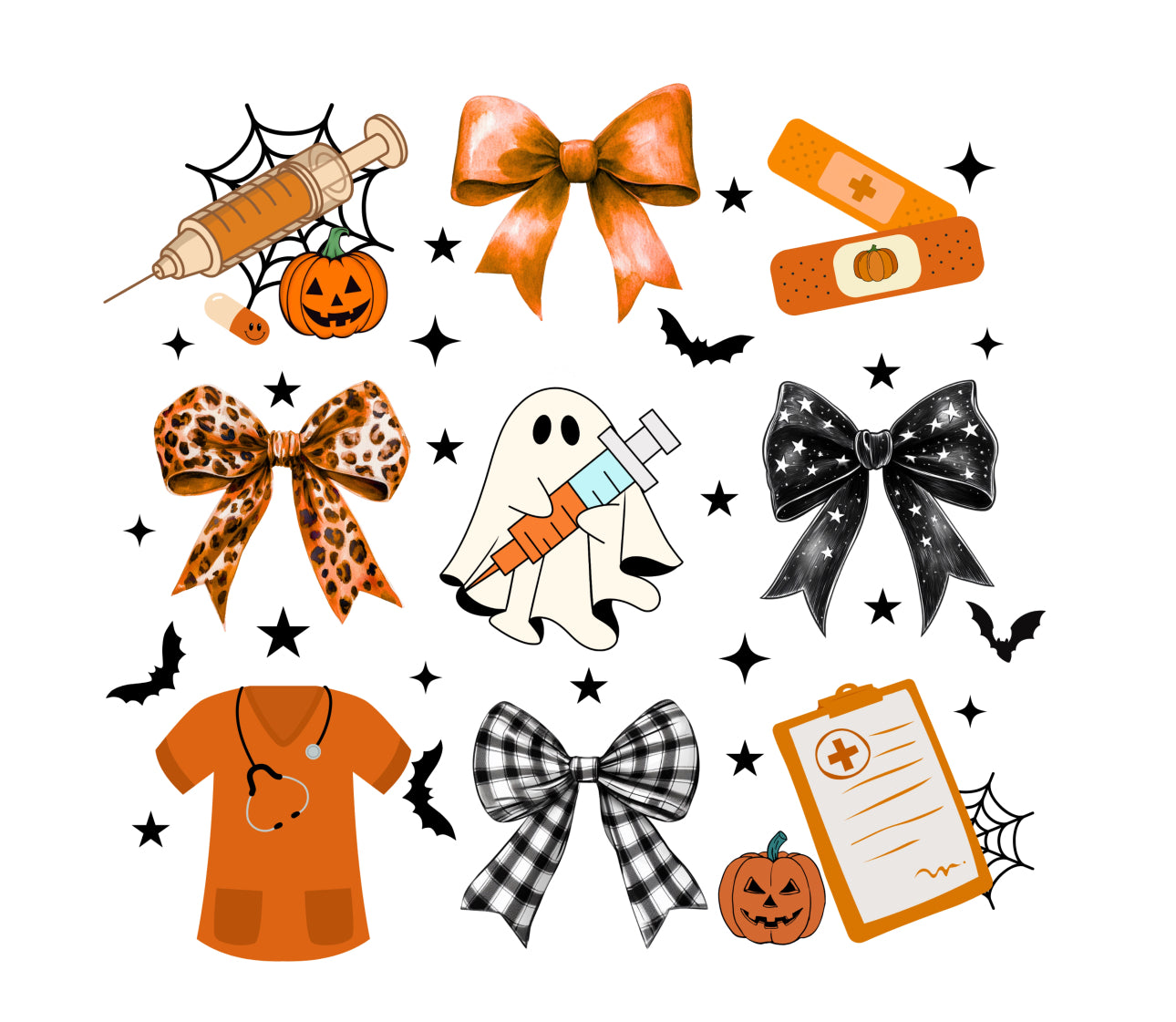 halloween nurse theme large 10 inch DTF transfer
