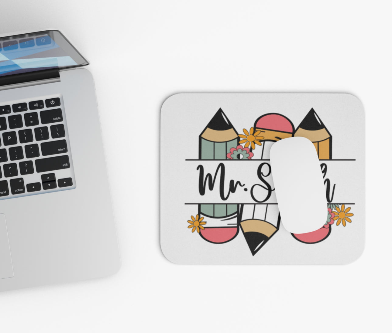 Personalized pencil mouse pad