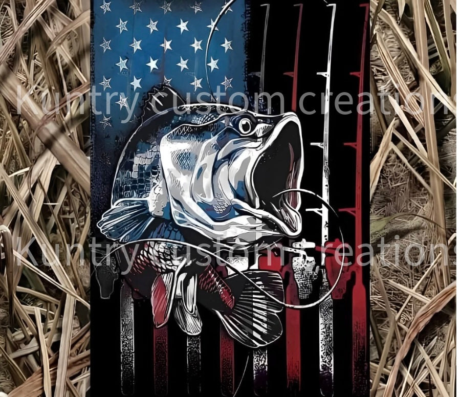 American camo fish sublimation transfer