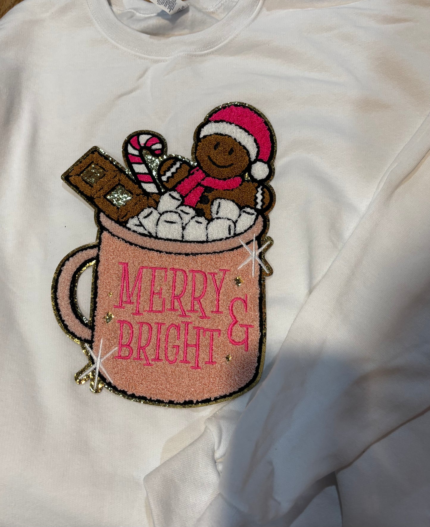 Merry & bright cup gingerbread man crewneck sweatshirt