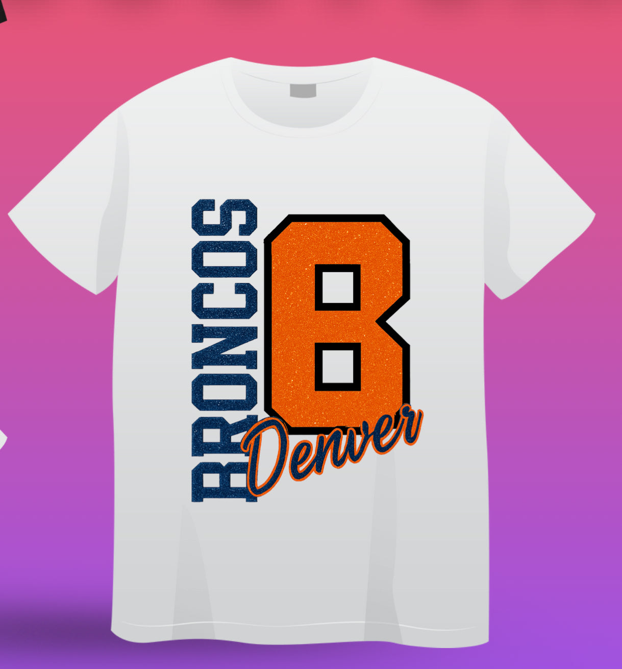 Custom glitter broncos T-shirt