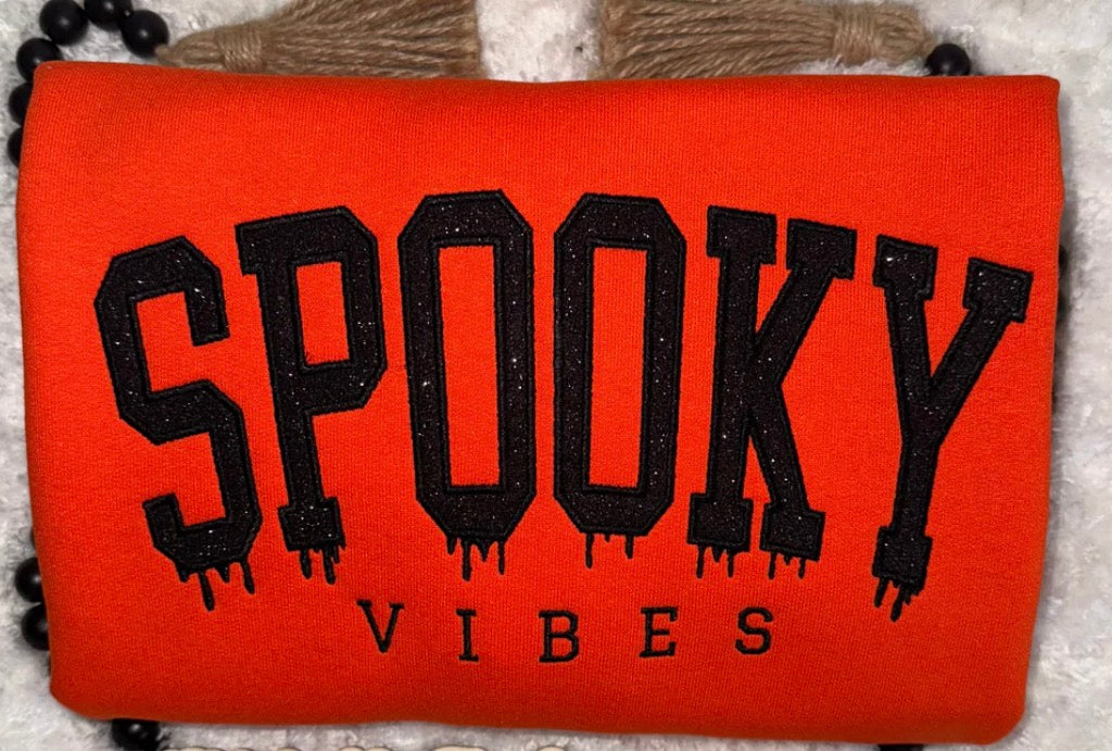 Glitter spooky vibes Halloween theme crewneck sweatshirt