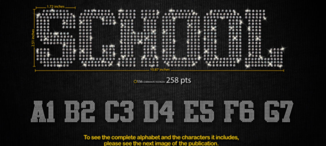 Rhinestone alphabet templates