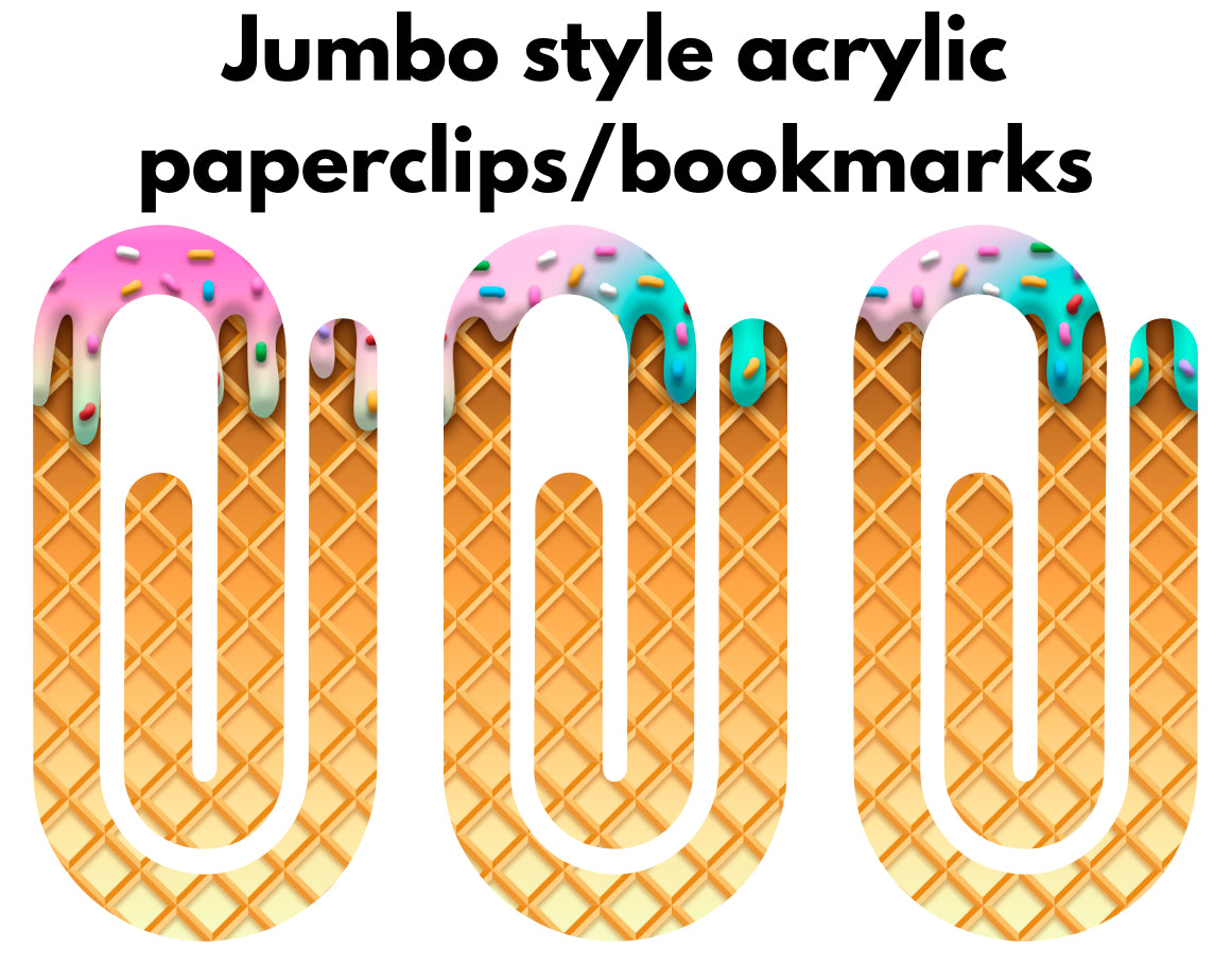 Drip jumbo acrylic paperclip/bookmark - can customize