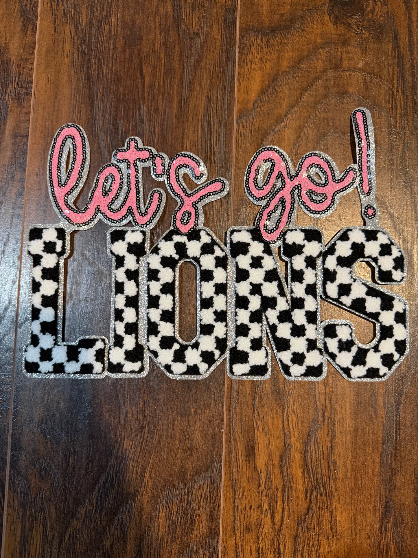 Let’s go lions Checkered iron on patch