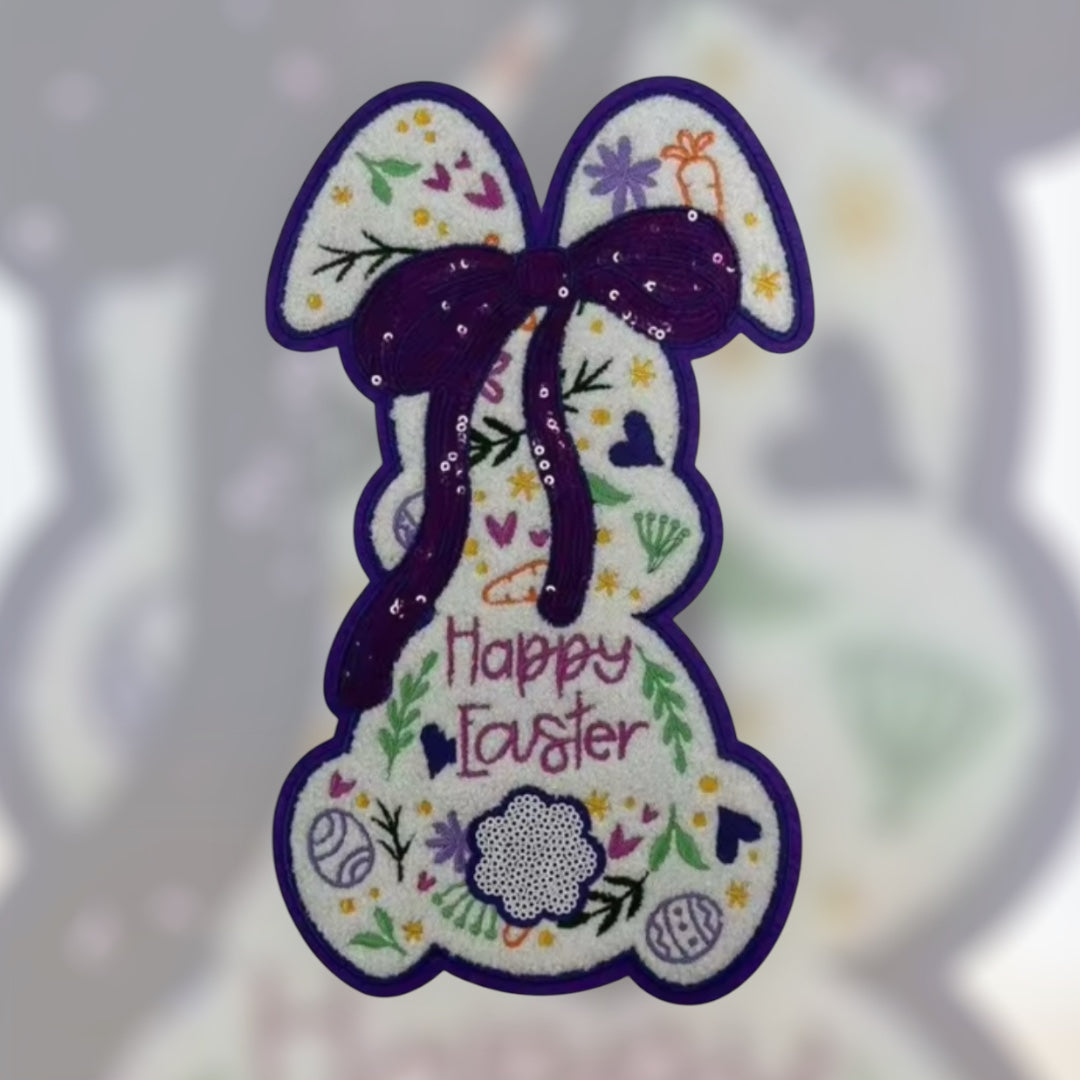 Easter bunny sequins and chenille iron on patch