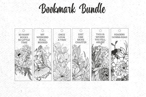 Set of 6 coloring bookmarks