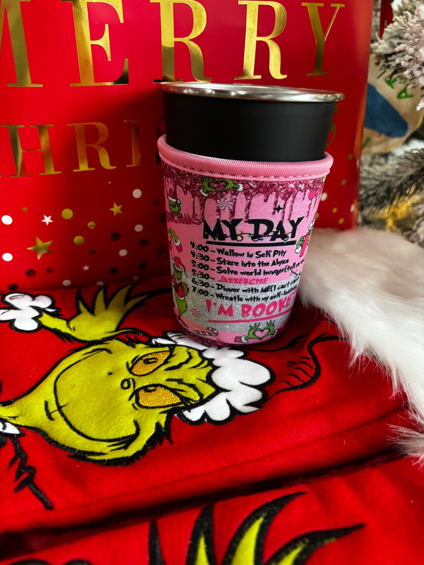 Grinch my day Reusable cup sleeve