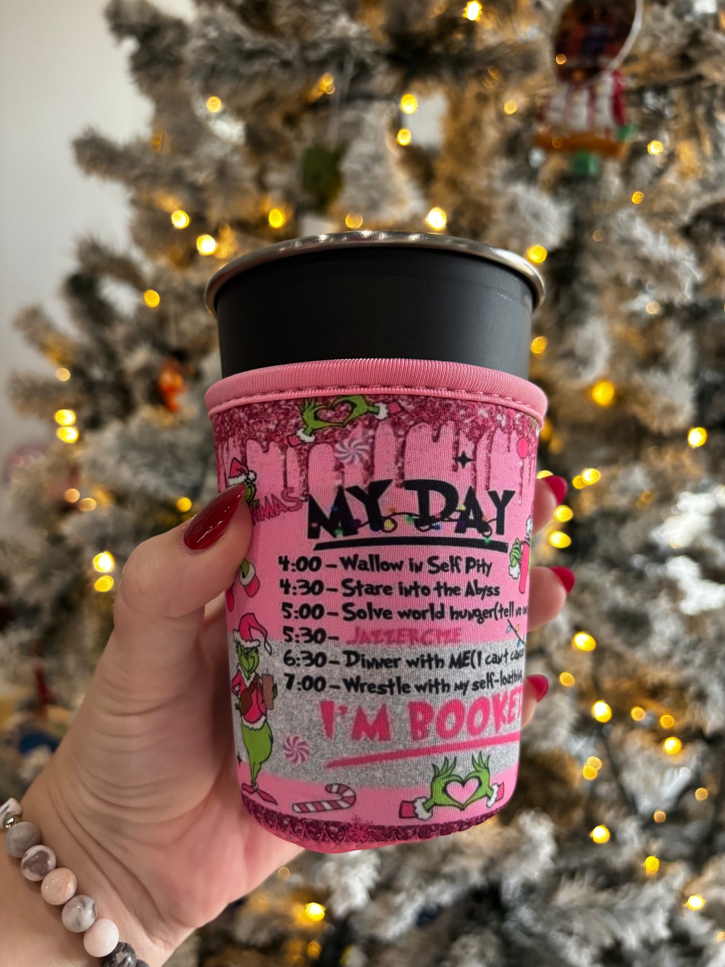 Grinch my day Reusable cup sleeve
