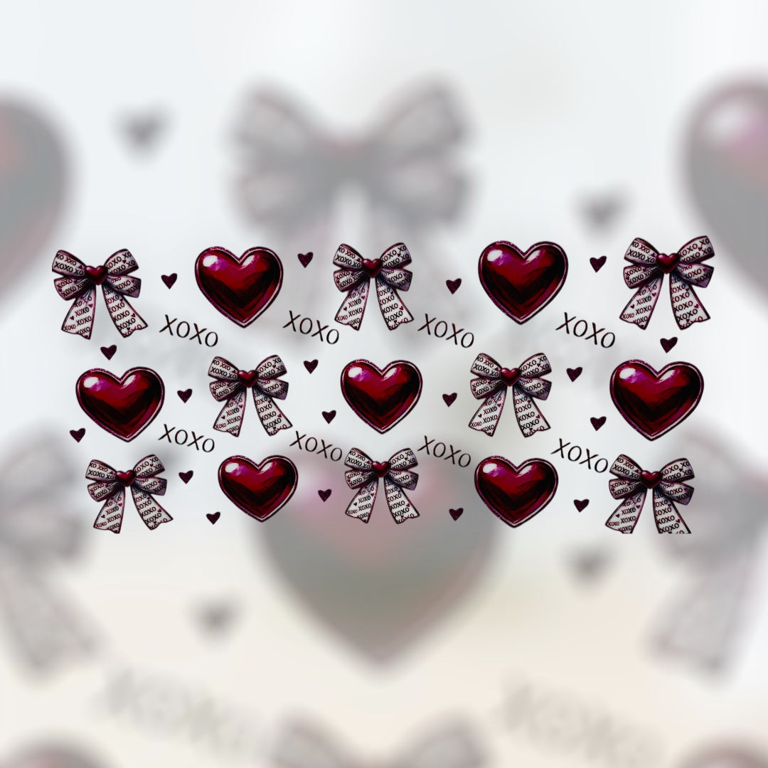 Bows, hearts xoxo UV DTF transfer sticker