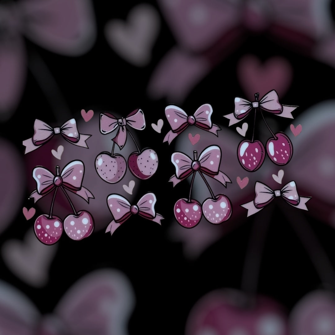Cherry bows UV DTF transfer sticker