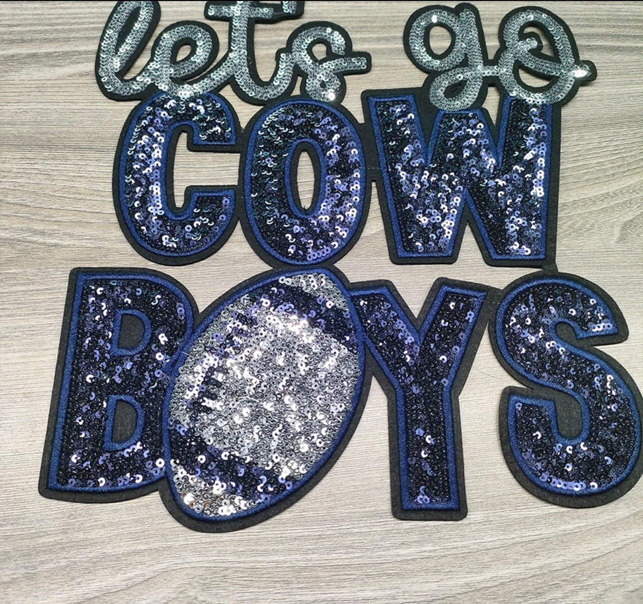 Sequins embroidered Let’s Go Cowboys Patch