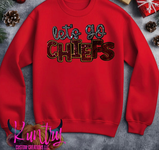 Let’s go chiefs embroidered sequins sweatshirt