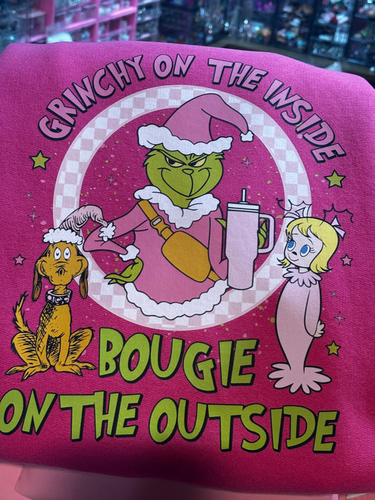 Grinchy on the inside bougie on the outside crewneck sweatshirt