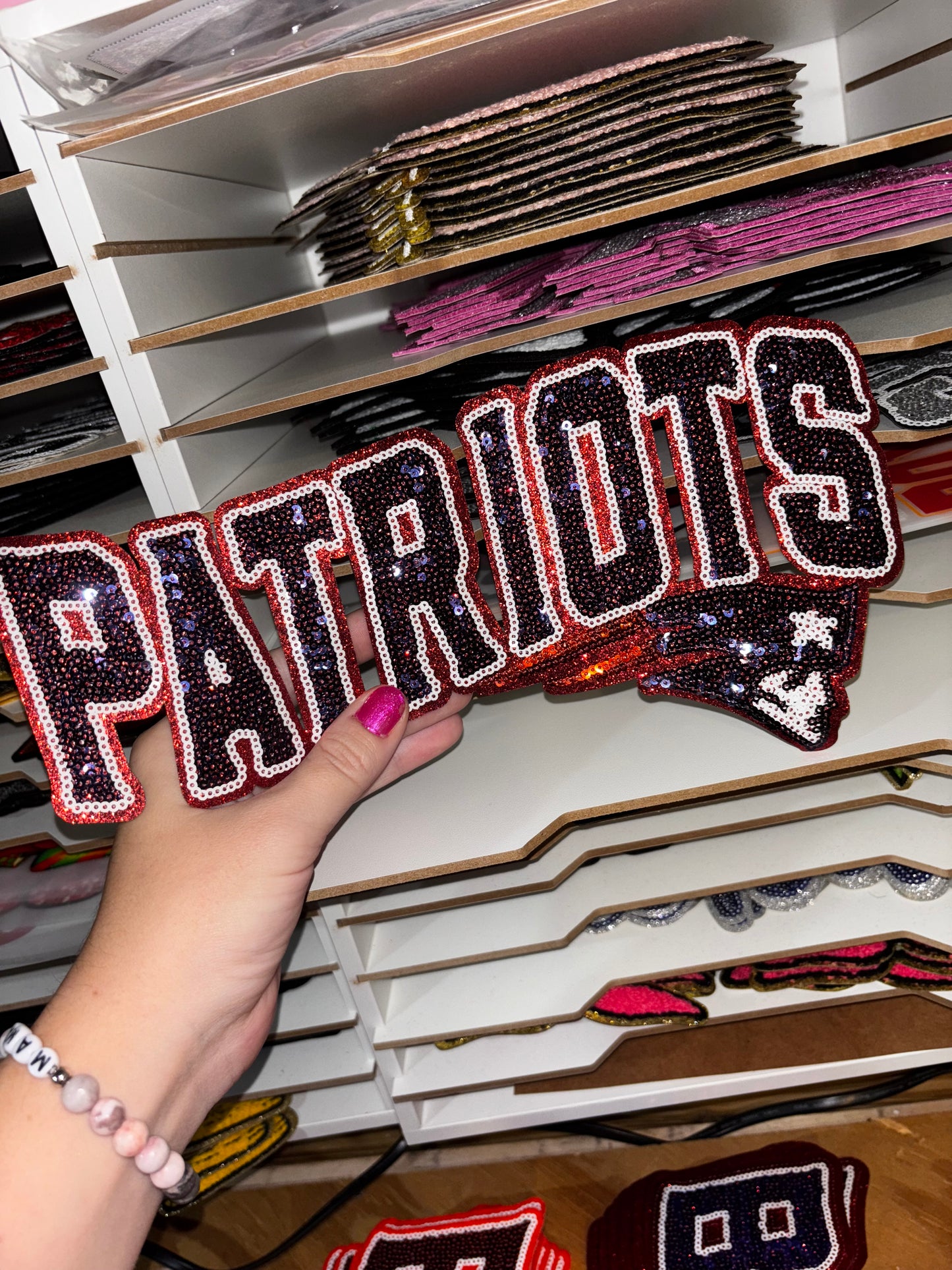 Patriots Sequins embroidered iron on patch