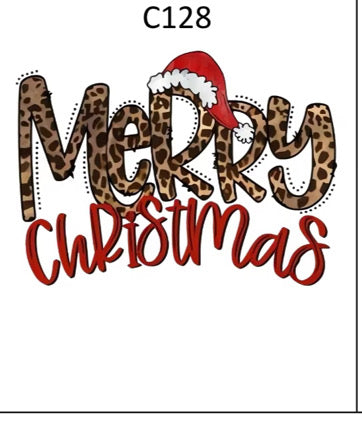 Leopard merry Christmas DTF transfer