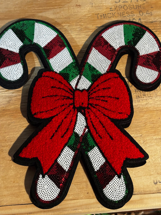 Candy cane sequins iron on patch