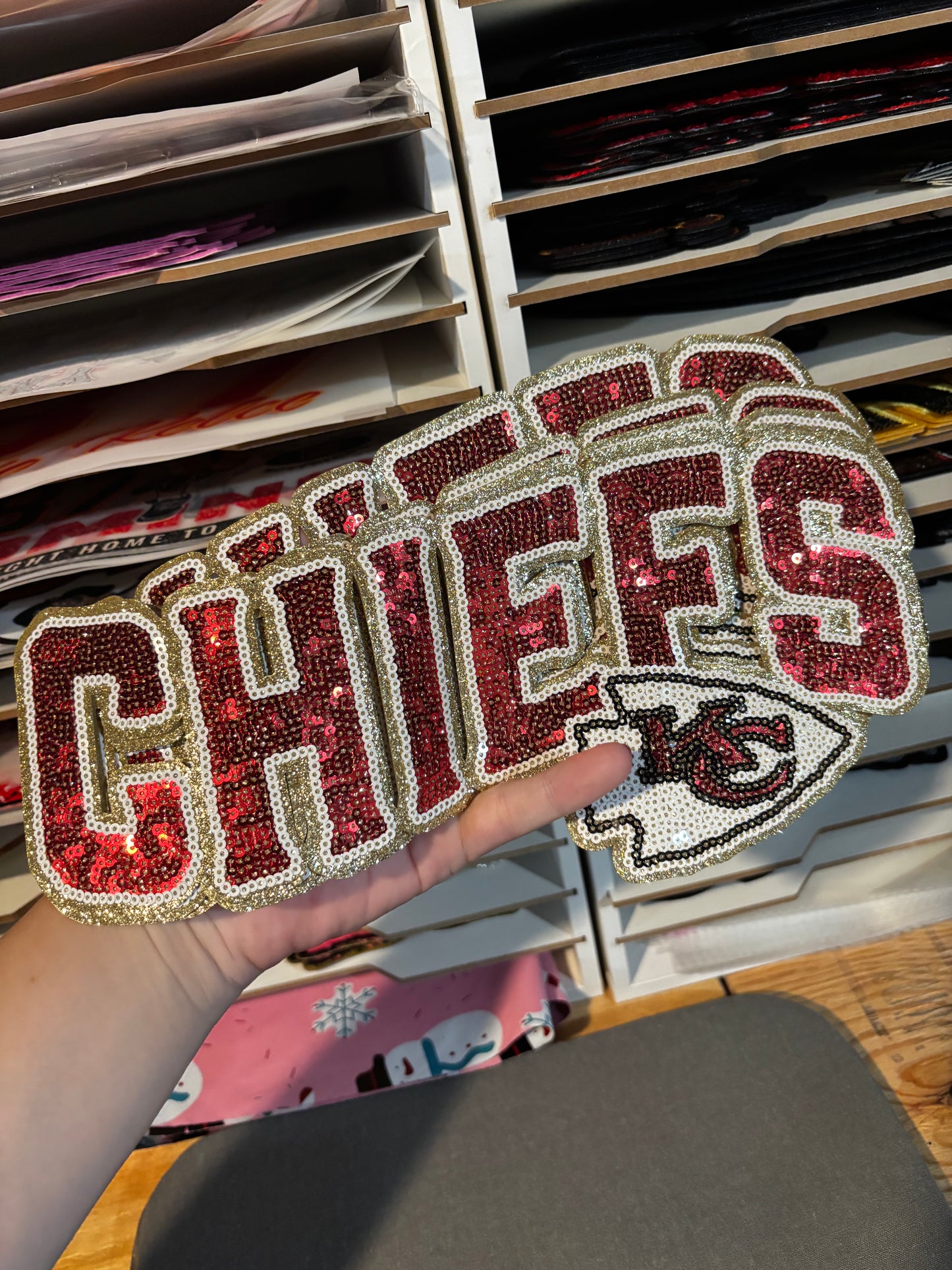 Chiefs Sequins embroidered iron on patch