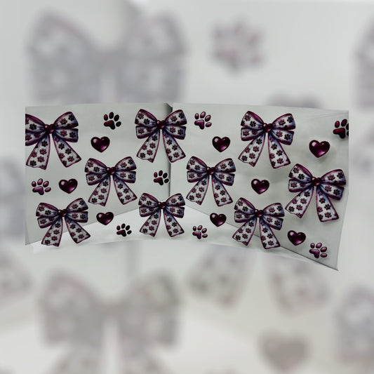 Bows, hearts and dog paws UV DTF transfer sticker