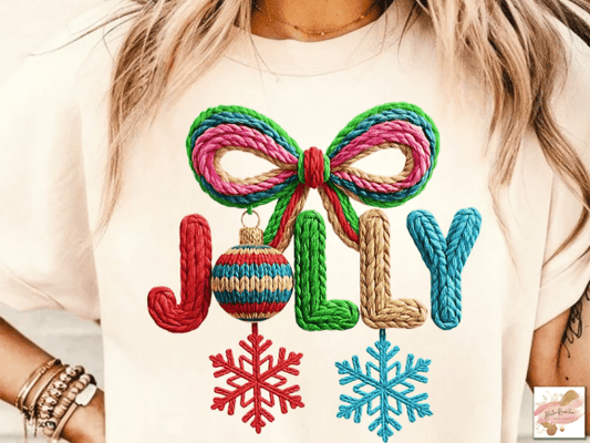 Yarn Christmas Png Holly Jolly DTF transfer