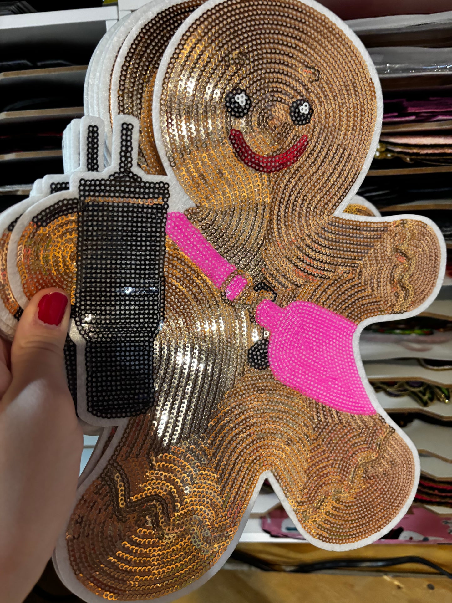 Bouji ginger bread sequins iron on patch