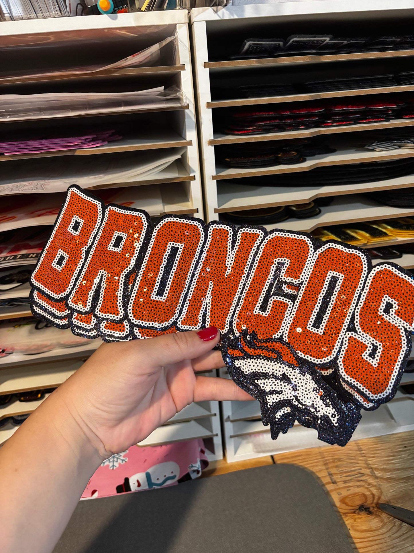 Broncos Sequins embroidered iron on patch