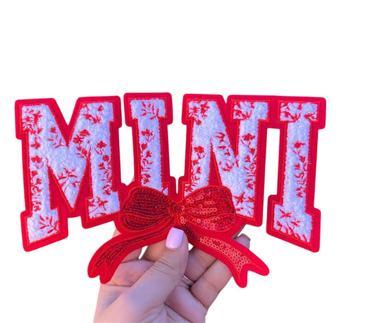 Red Mini sequins chenille iron on patch- match with our mama patch