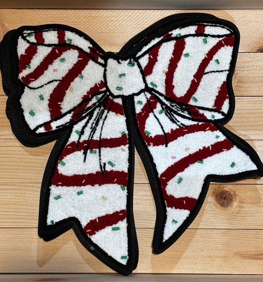 Christmas tree cake bow Chenille iron on patch