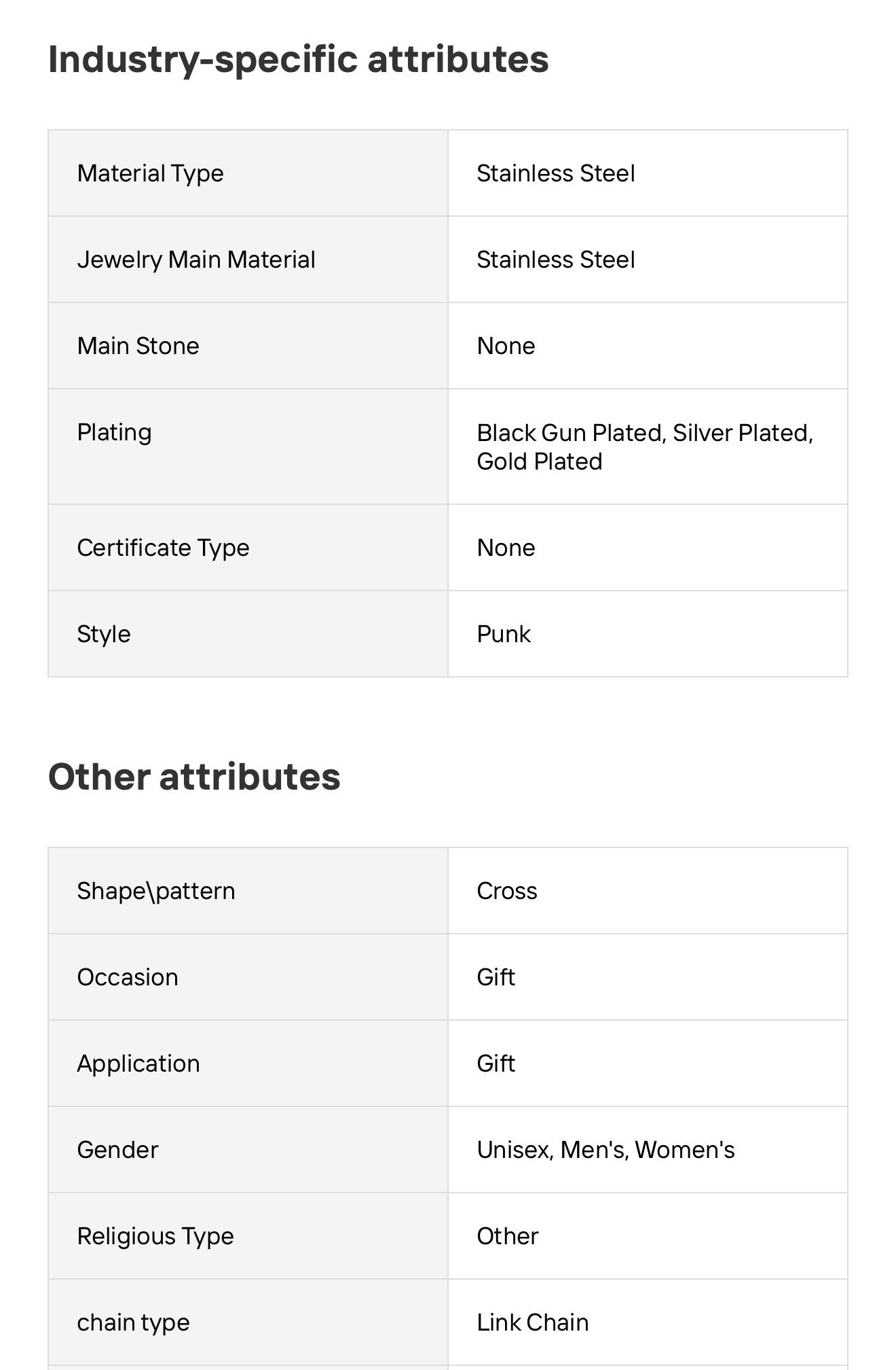 Baseball necklace Stainless steel linked cross and chain