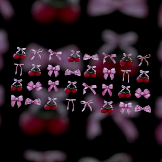 Cherry and Pink bows UV DTF transfer sticker