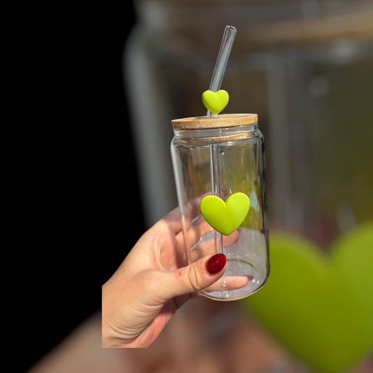 16oz heart charm cup with matching straw
