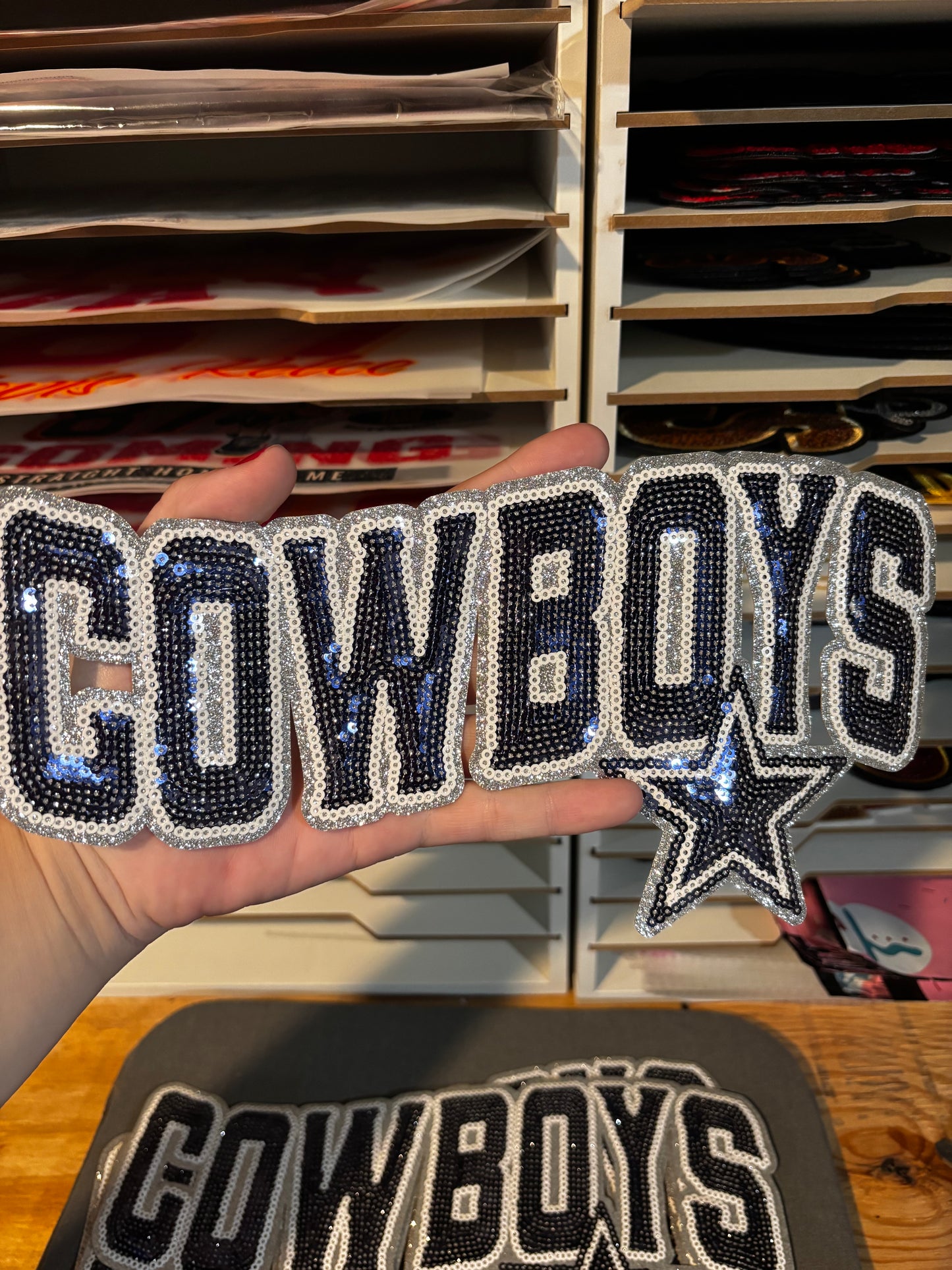 Cowboys Sequins embroidered iron on patch