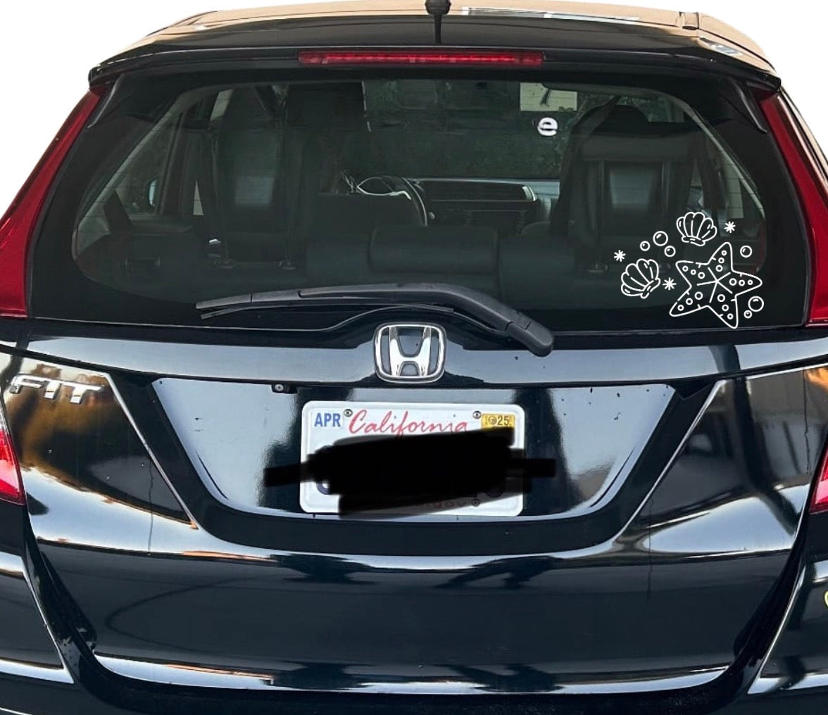 Star fish and seashells car window decal