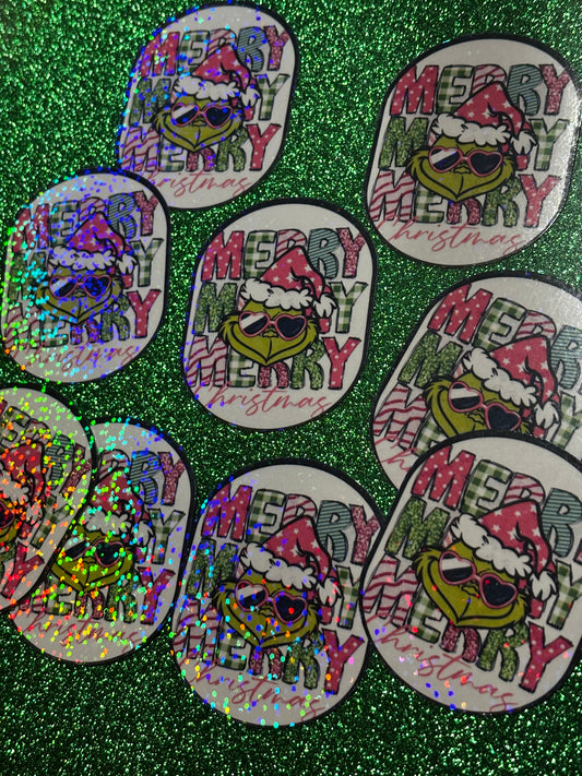 Grinch merry merry merry Christmas sticker