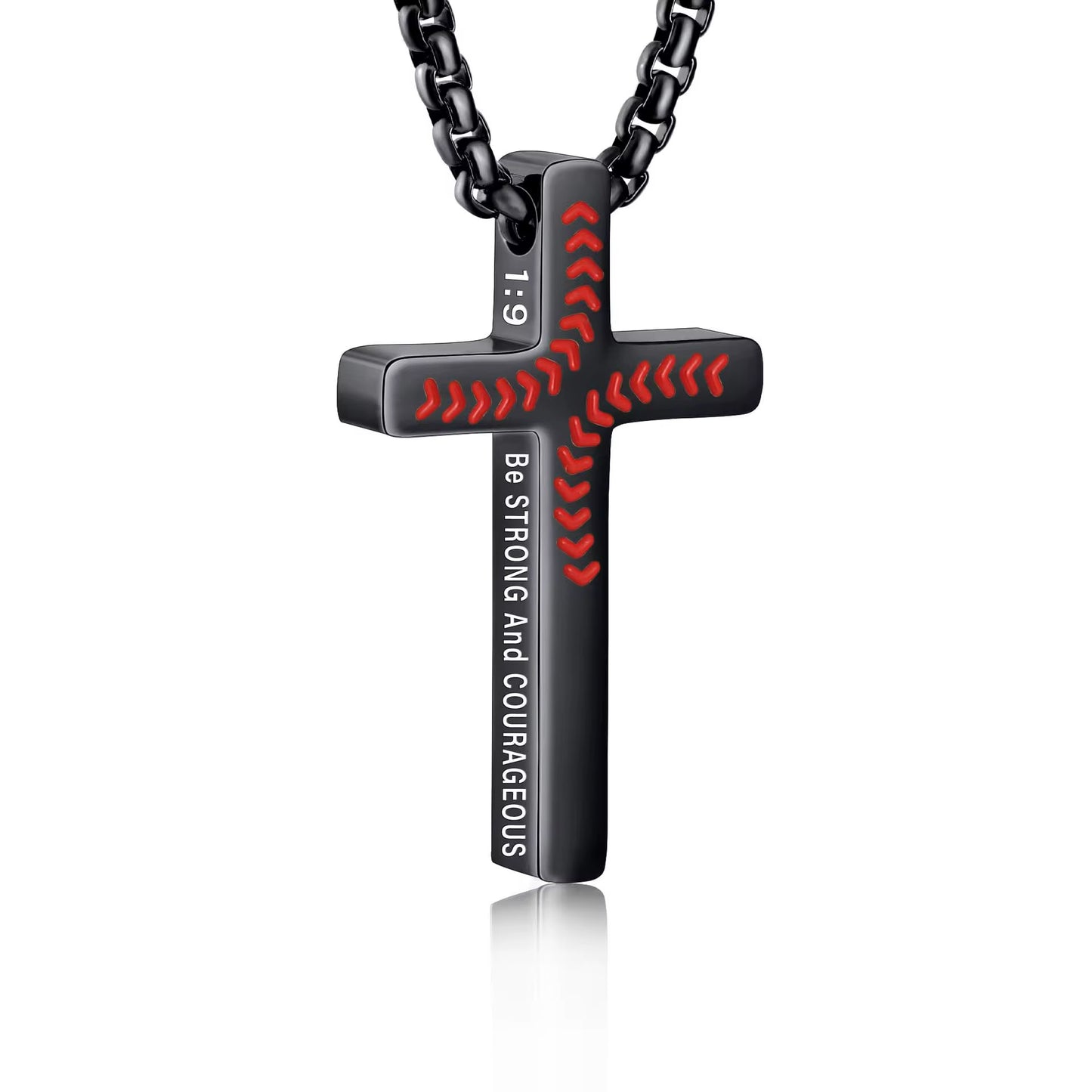Baseball necklace Stainless steel linked cross and chain