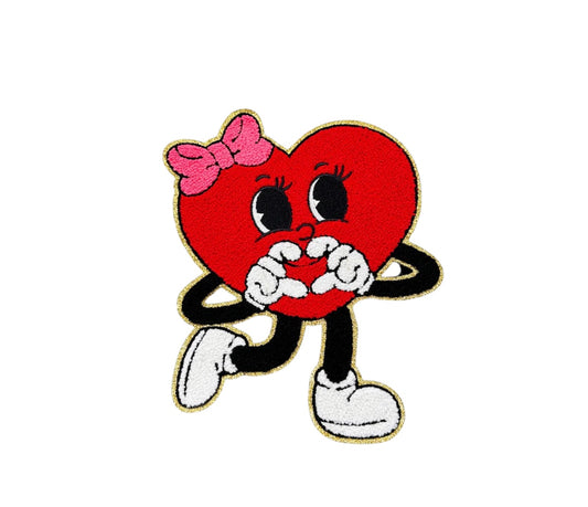Valentines heart and bow iron on patch
