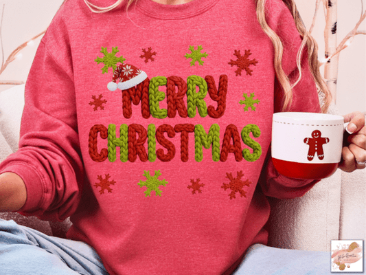 Yarn 3d theme merry Christmas shirt or crewneck
