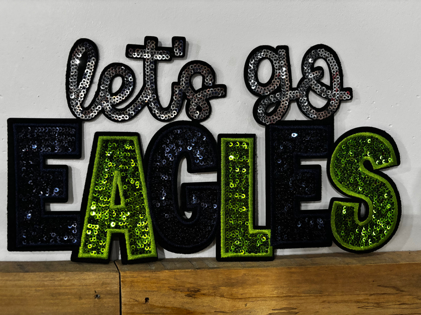 Let’s go Eagles Sequins embroidered iron on patch