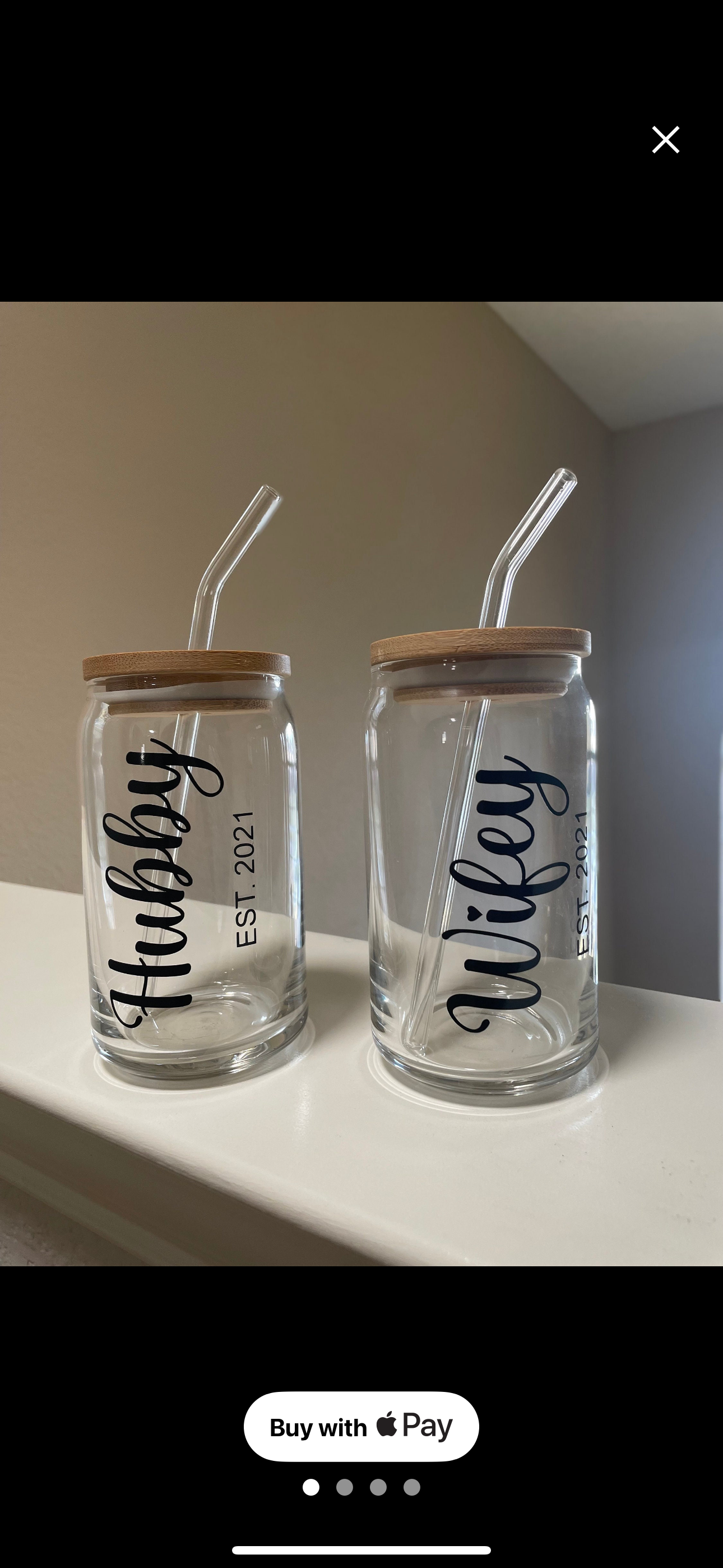 Hubby & Wifey custom year 16oz drinking glass