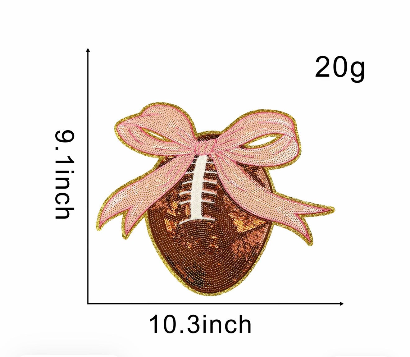 Football with bow iron on patch
