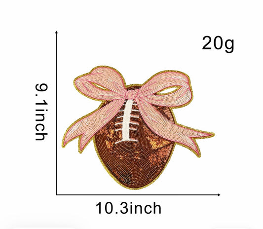Football with bow iron on patch