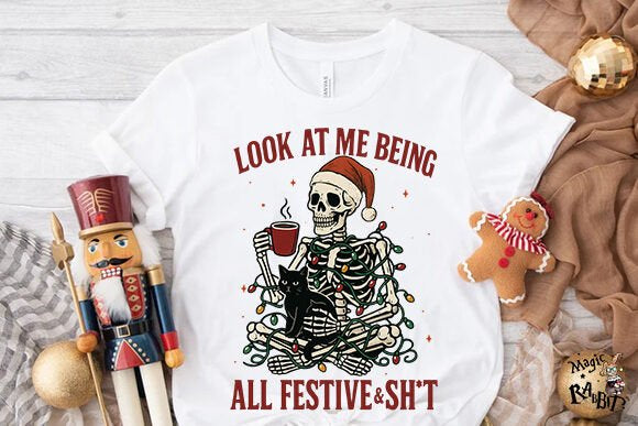 Funny Christmas, Snarky Skeleton DTF transfer