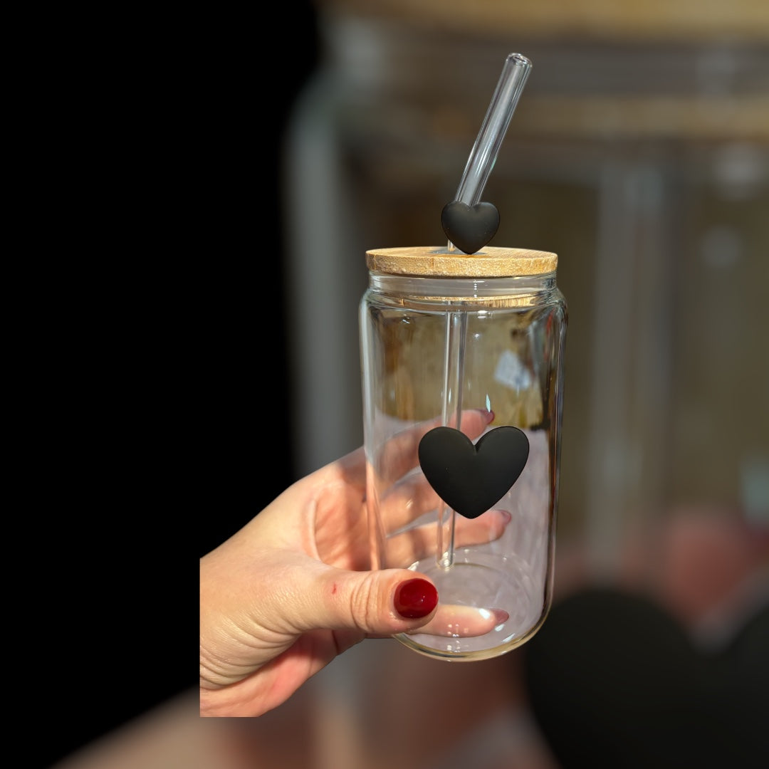 16oz heart charm cup with matching straw