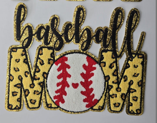 Baseball mom embroidered iron on patch
