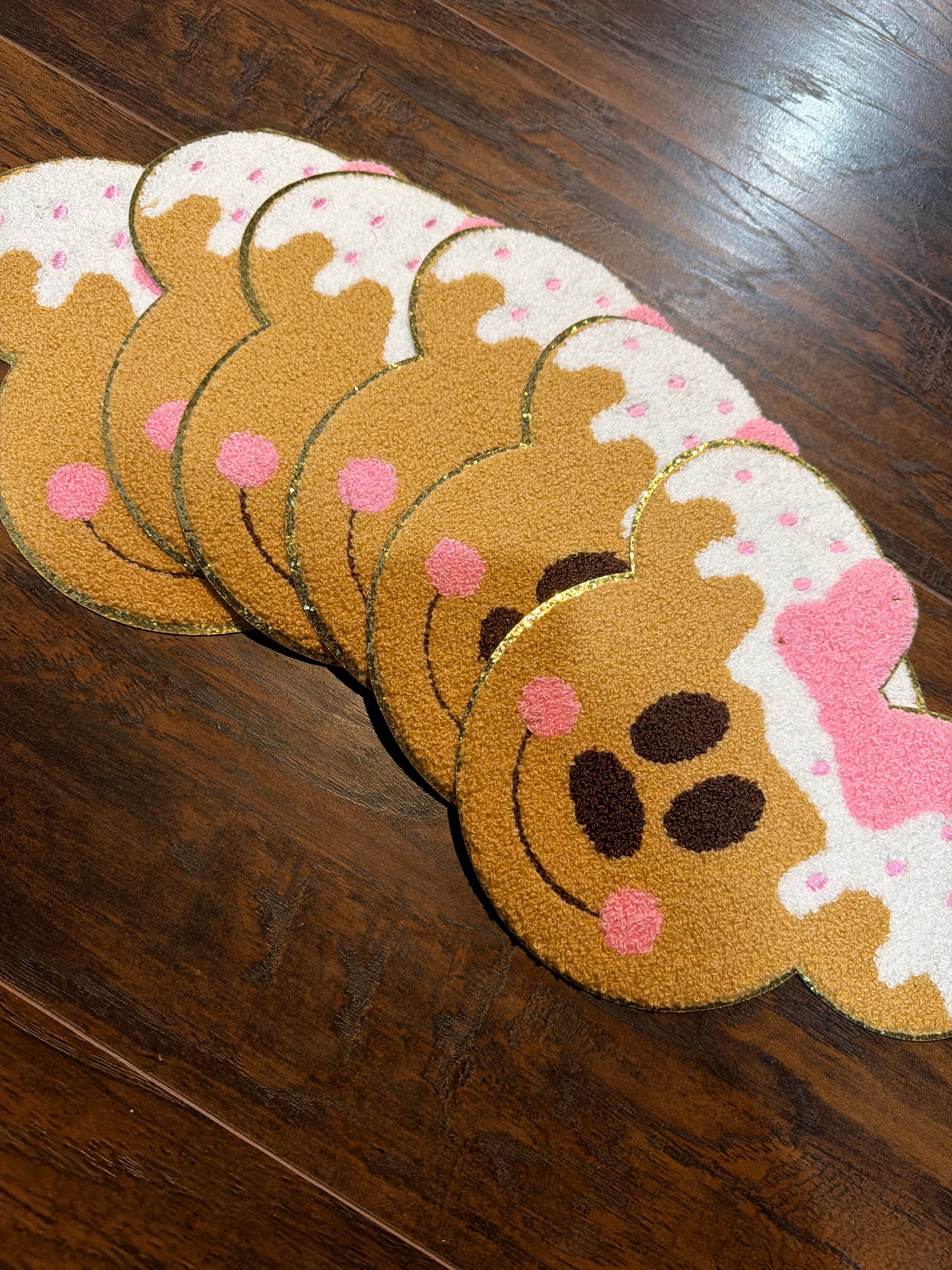 Christmas cookie bear with bow iron on patch