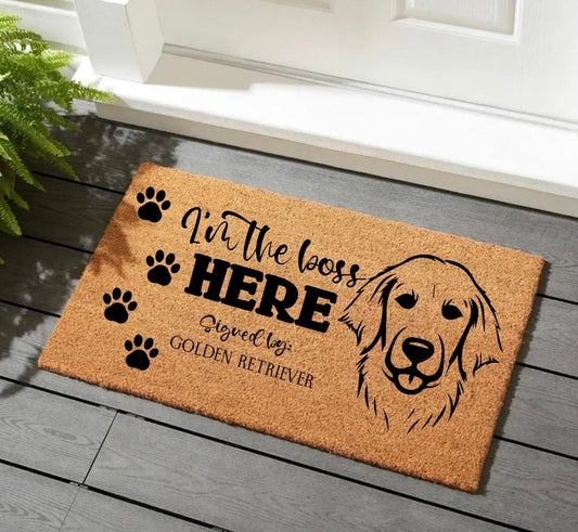 Im the boss here dog door mat - multiple breeds available